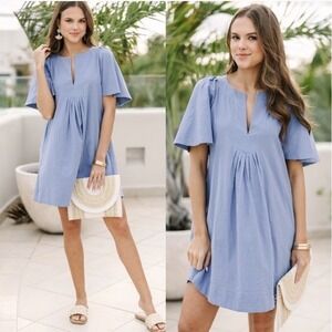 Shop The Mint Just A Theory Blue Cotton Dress. Size Large. Nautical. Coastal.